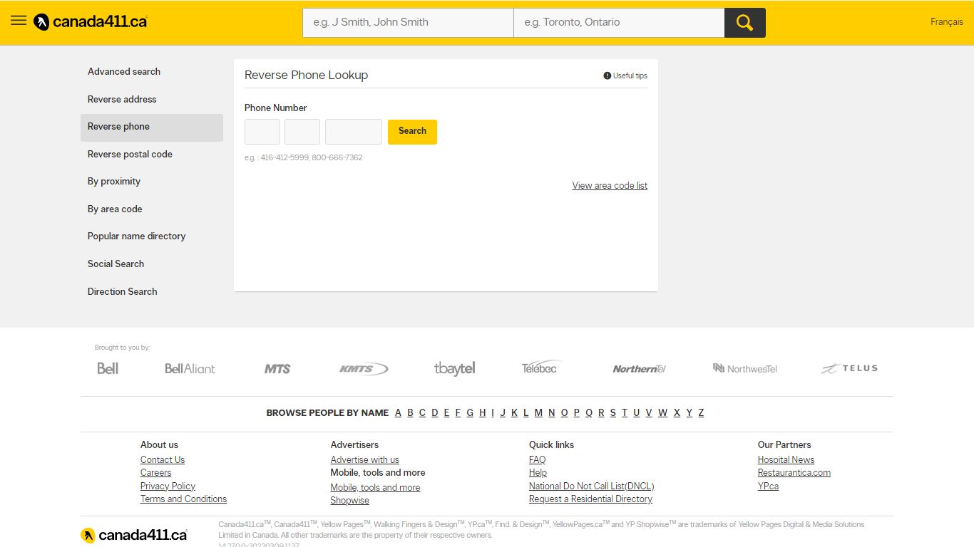 Reverse Phone Number Lookup - Canadian People Search - Canada 411